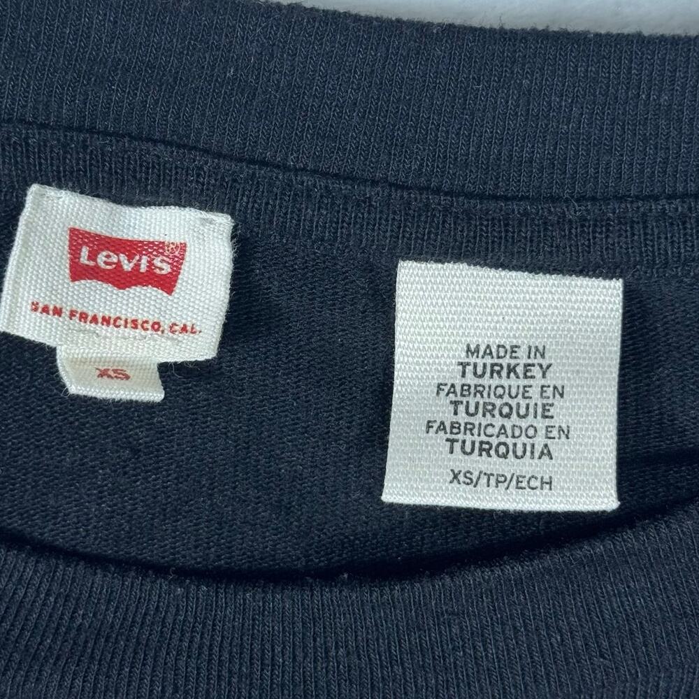 Levi's Black Ruffle Long Sleeve Top Women's XS Crewneck Pullover Sweatshirt - Picture 4 of 7
